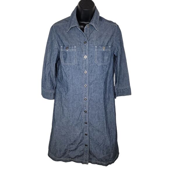 Chico's Women's Chambray shirt dress size 0 (Small) - Picture 1 of 6